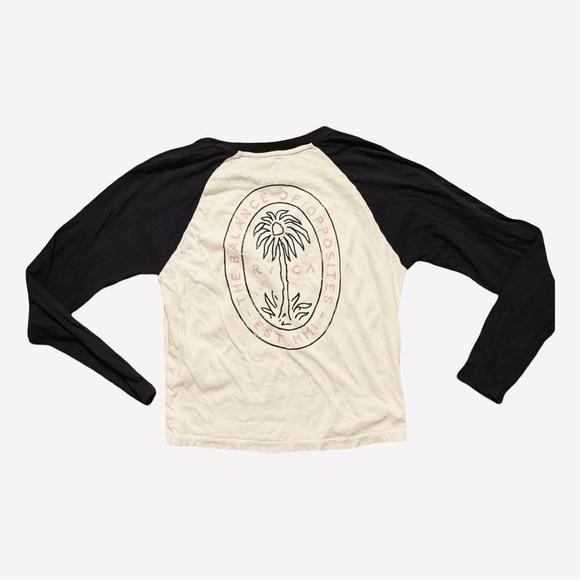 RVCA Long Sleeve Raglan Tee Women’s Size L Balance of Opposites Palm Graphic - Picture 2 of 6